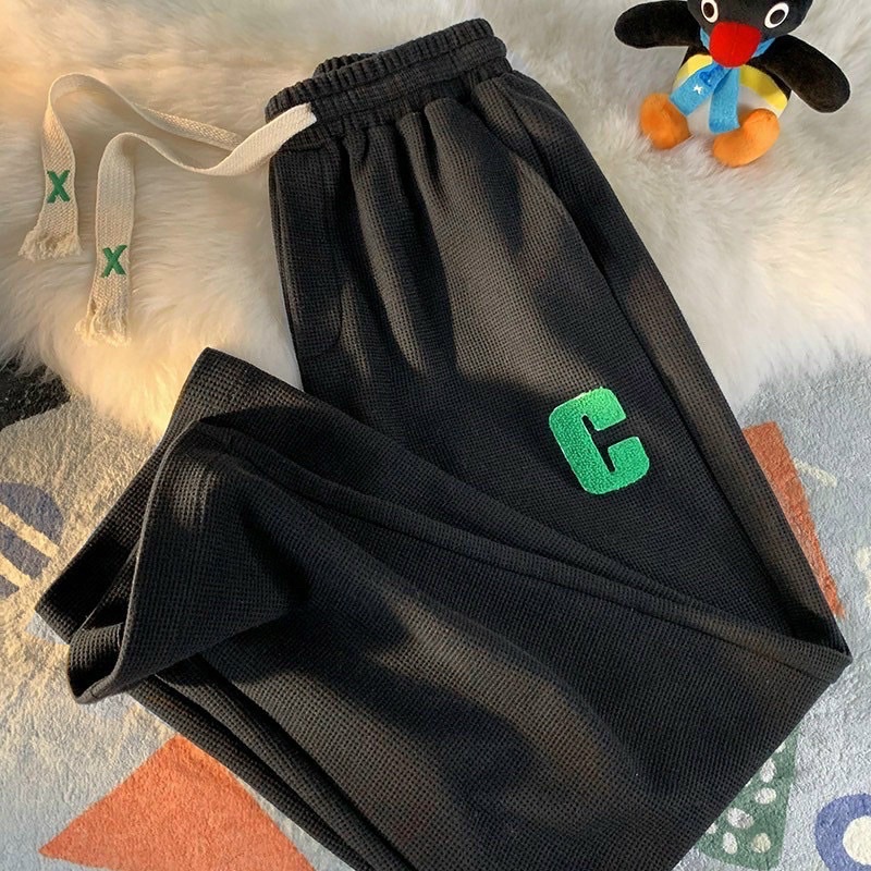 Quần Jogger Thể Thao Nam Nữ Ống Xuông Chữ C Chất Tổ Ong Quần Thể Thao Unisex Dày Dặn Phong Cách Mới