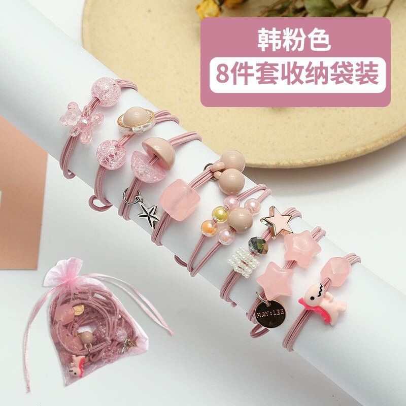 SET 8 BUỘC TÓC MÀU HỒNG XANH PHONG CÁCH HÀN QUỐC CHO BÉ GÁI