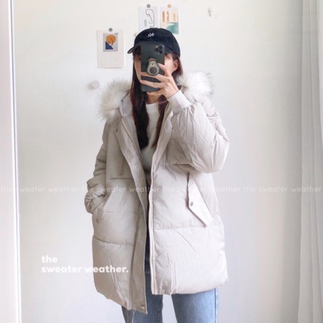 [Mã 2611THTRANG100K hoàn 10% xu đơn 99K] (Ảnh thật) Áo phao béo mũ lông 2 màu the.sweaterweather TSW