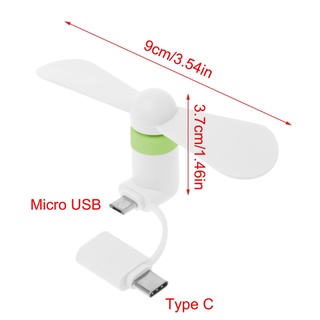 Quạt Mini Cầm Tay 2 Trong 1 Cổng USB Type C Cho Điện Thoại android Micro USB