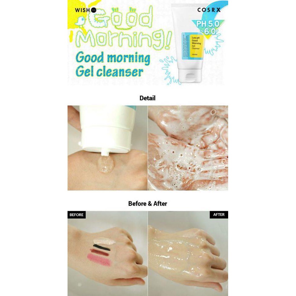 (HÀNG NKHAU) Sữa rửa mặt dành cho da dầu, mụn Cosrx Low PH Good Morning Gel Cleanser