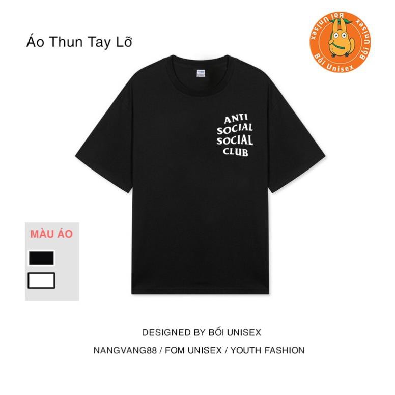 Áo Thun Tay Lỡ Nam Nữ Đen Trắng [ Anti Social Club ] Bối Unisex 2021