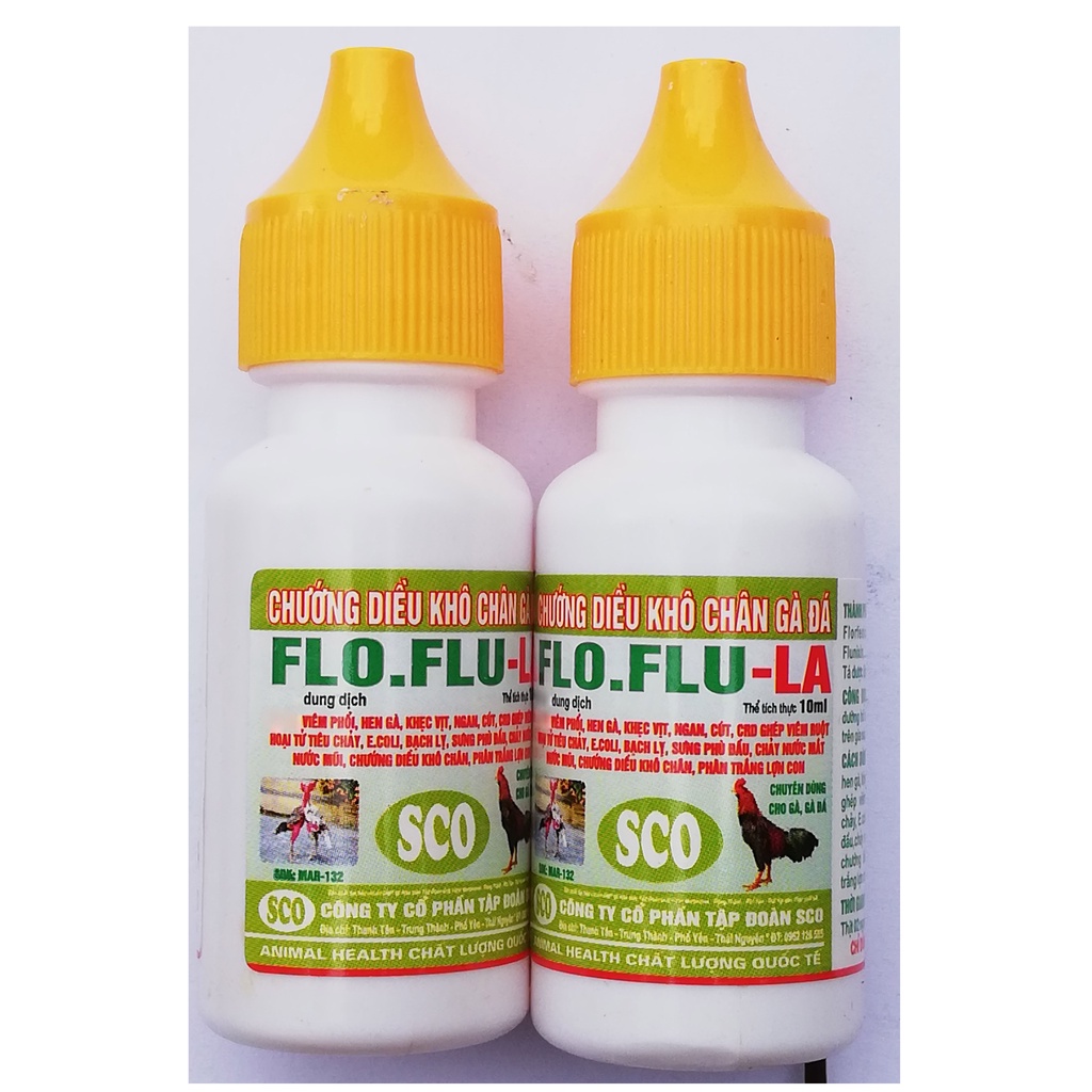 1 lọ FLO-FLU-LA 10ml Chuyên dùng cho gà đá mắc viêm phổi, hen, CRD, viêm ruột, chướng diều khô chân, phân trắng