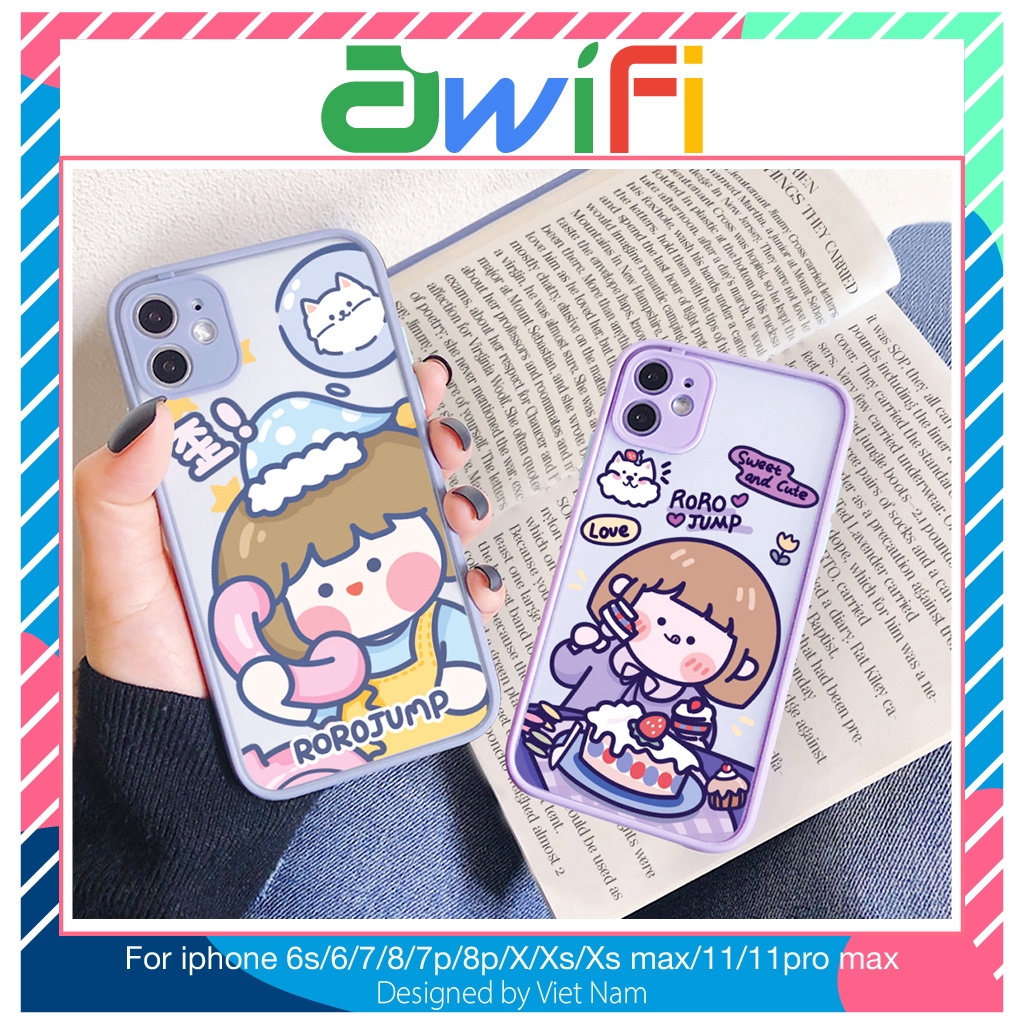 Ốp lưng iphone nhám sweet cute 5/5s/6/6plus/6s/6splus/7/7plus/8/8plus/x/xr/xs/11/12/pro/max/plus/promax - Awifi U1-1