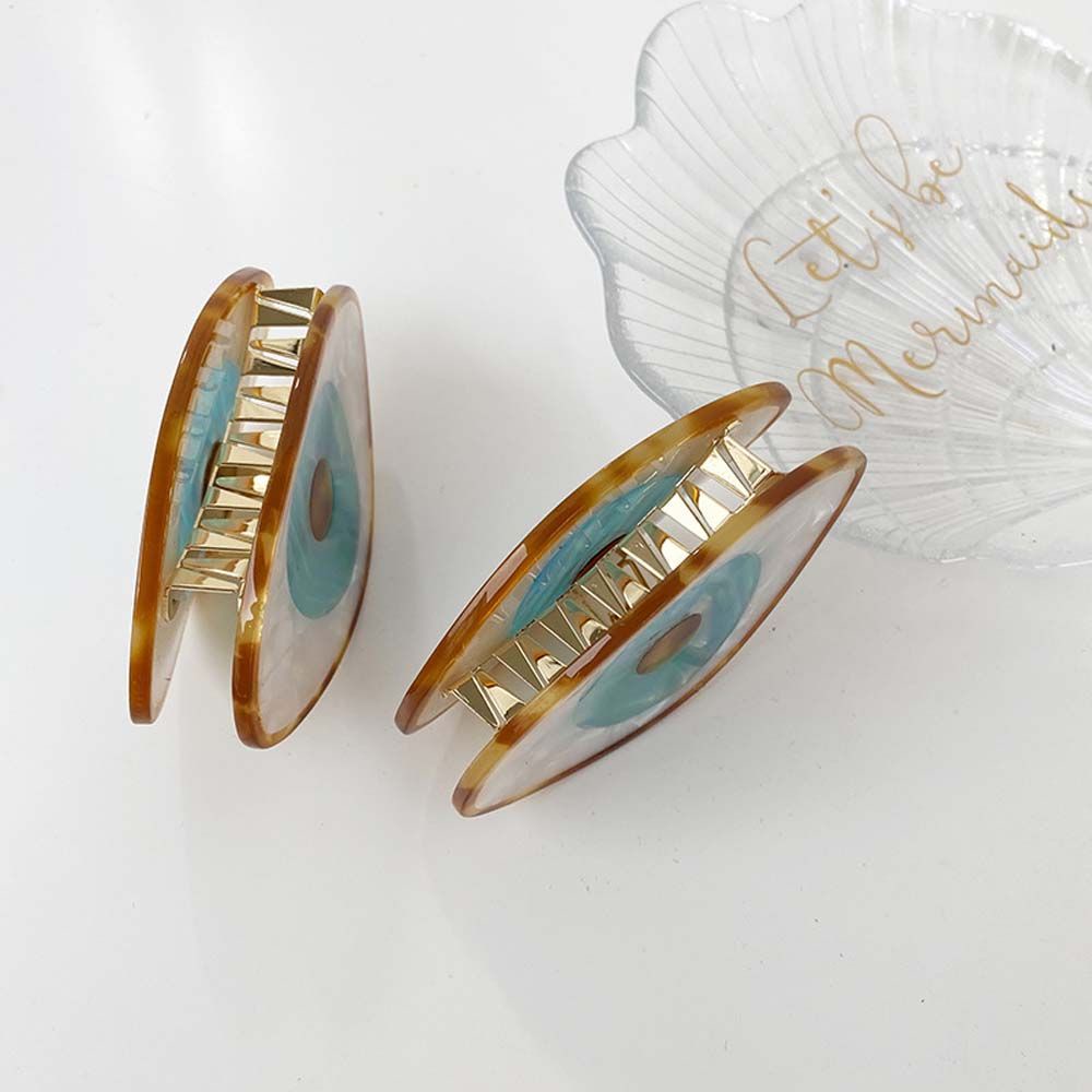 Kẹp Tóc Acrylic Hình Bầu Dục / Mắt Cá Mập Màu Xanh Dương Vui Nhộn Cho Nữ