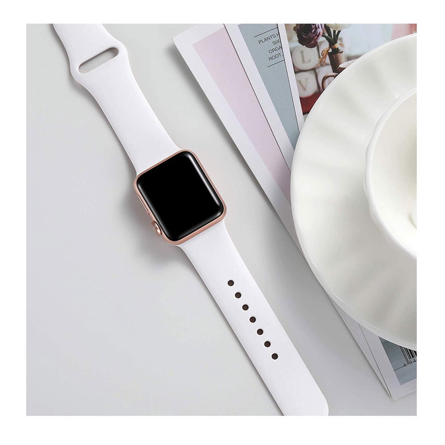Dây Silicone Khóa Kim Loại Cho Đồng Hồ Apple 42mm 38mm 44mm 40mm Iwatch Series 5 / 4 / 3 / 2 / 1