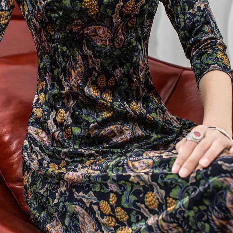 Lady's improved cheongsam mother dress 2020 high-end slimming floral retro plus size autumn dress | BigBuy360 - bigbuy360.vn