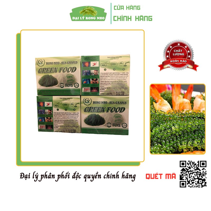 Combo 4 hộp  𝑭𝑹𝑬𝑬𝑺𝑯𝑰𝑷  rong nho tươi, rong nho Green Food - Hộp 200g