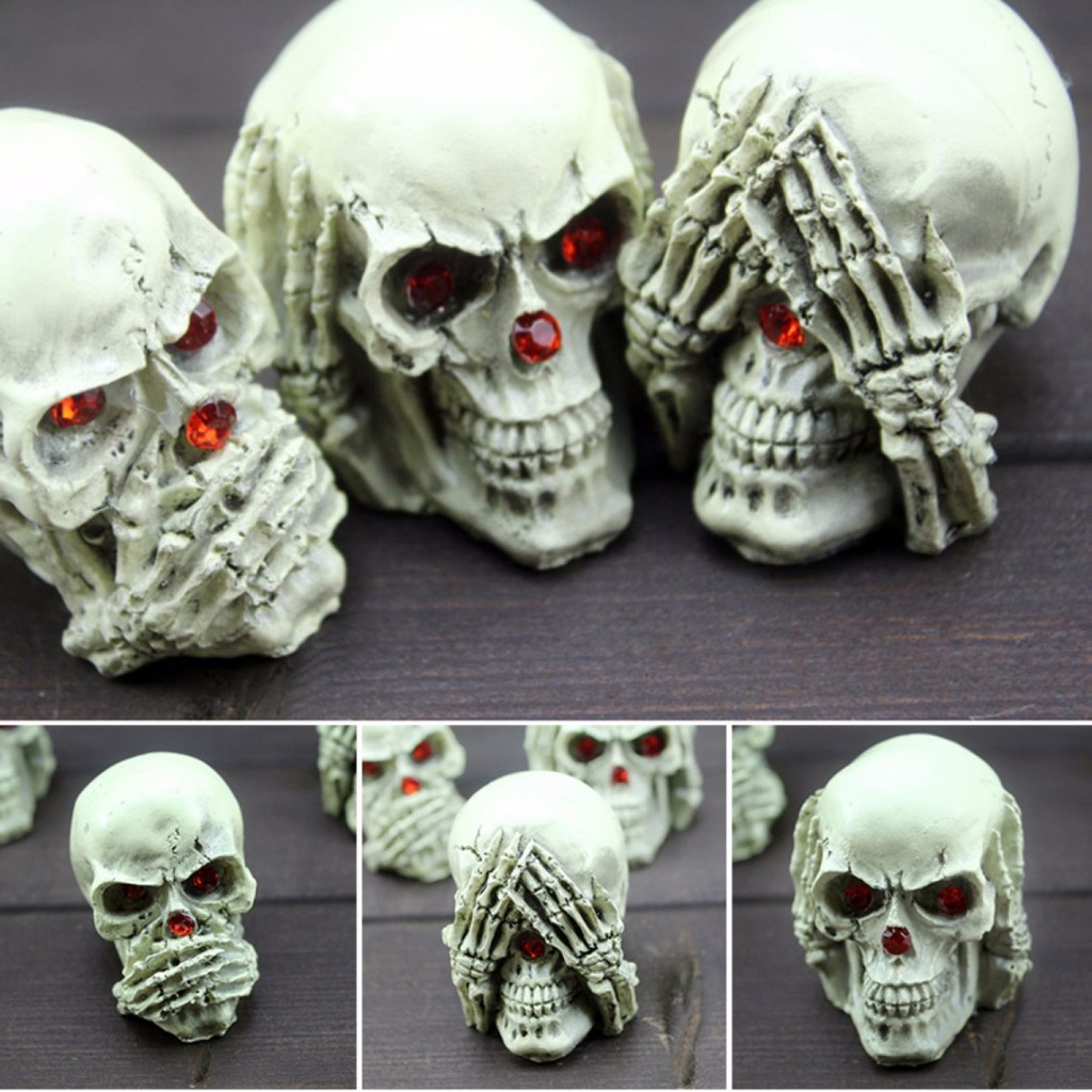 3 Con Người Đầu Lâu Trang Trí Chống Đỡ Đầu Đồng Hồ Halloween Cosplay Trang Trí Nhà Bộ ✨Jfsmart