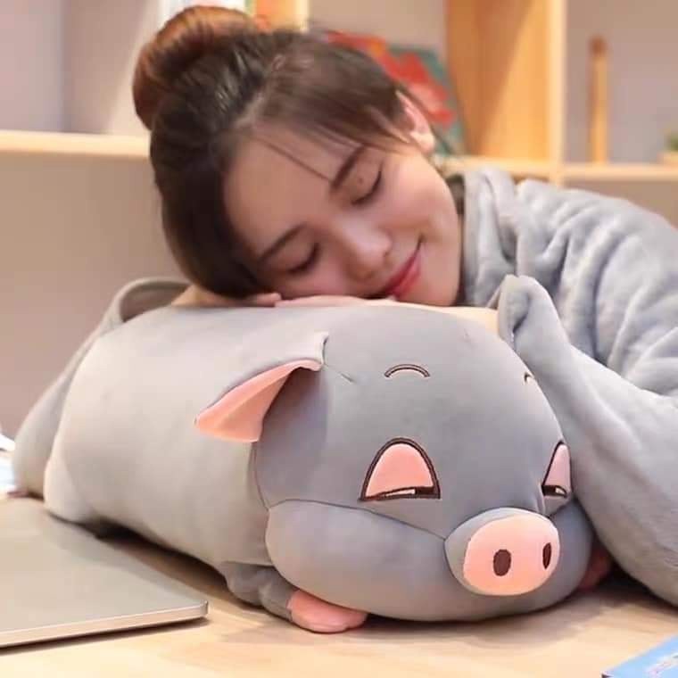 [GIAO HỎA TỐC HCM] Chăn gối văn phòng Mền Gối Heo, lợn  3 Trong 1 Kích Thước Mền 1*1,7m vải mềm, mịn