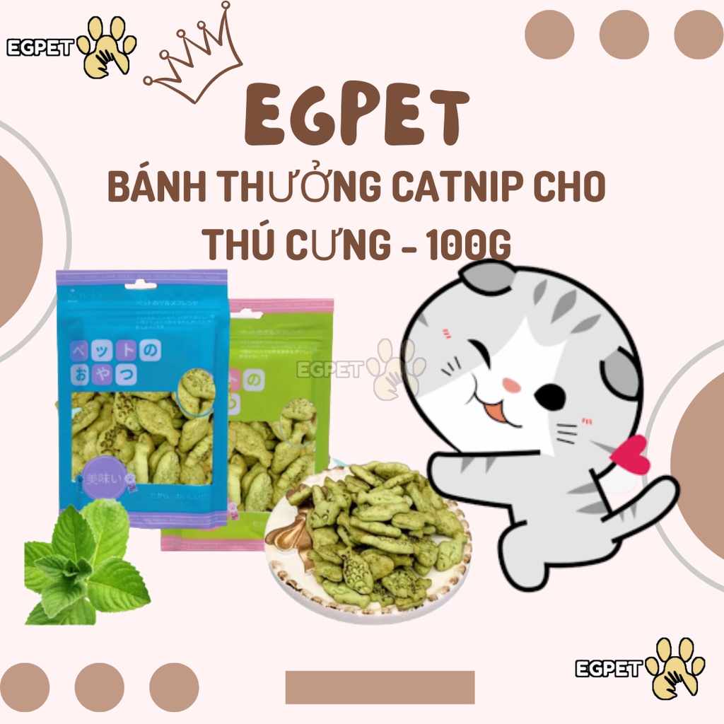 Bánh thưởng catnip cho thú cưng, bổ sung dinh dưỡng, giảm stress giảm mùi hôi miệng, tiêu búi lông cho thú cưng