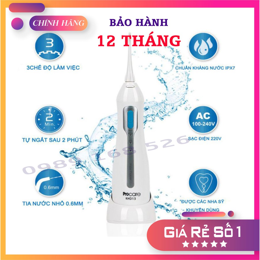 ✅ Máy Tăm Nước Procare KHD13 Thế hệ mới, Thiết Kế Nhỏ Gọn Đa Dạng Đầu Phun , Sử Dụng Tiện Lợi Mọi Nơi, Bảo Hành 12 Tháng