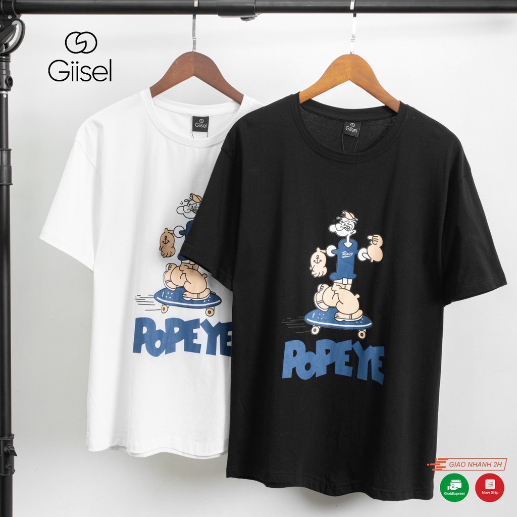Áo phông nam nữ thun unisex tay lỡ form rộng oversize tee COTTON cổ tròn in hình màu trắng đen đẹp hiệu Giisel