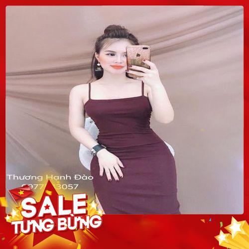 Váy ôm body 2 dây xẻ cạnh -Hàng nhập khẩu