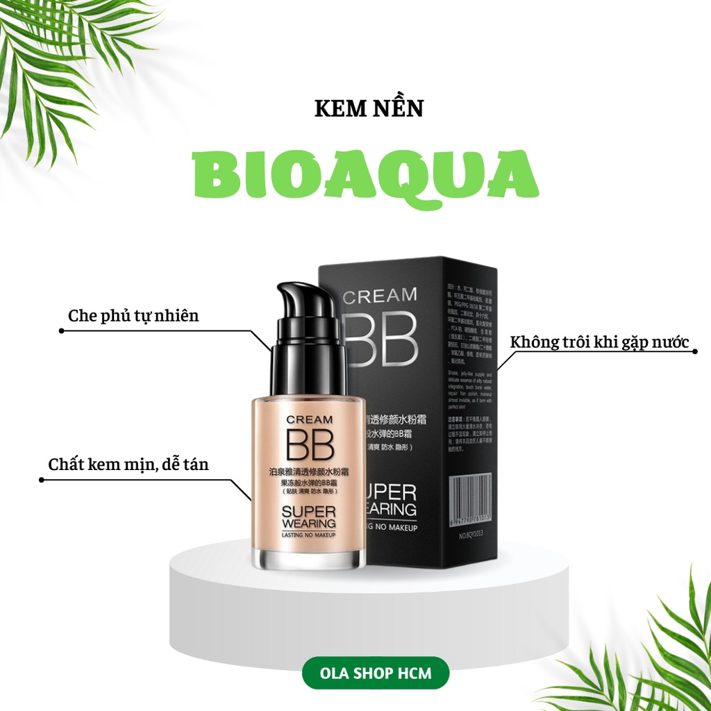 Kem nền BB cream BIOAQUA che khuyết điểm dưỡng ẩm màu tự nhiên mỏng mịn chống nắng không trôi