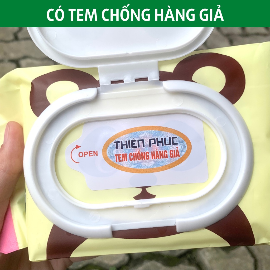 Khăn giấy ướt baby Thiên Phúc 120 tờ hình gấu siêu dai mềm mịn không mùi cho bé