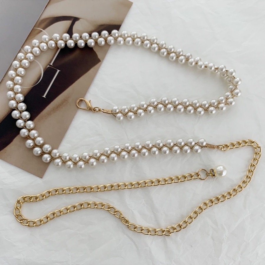 Thắt Lưng Chuỗi Hạt Ngọc Trai Phong Cách Hàn Quốc Cho Nữ