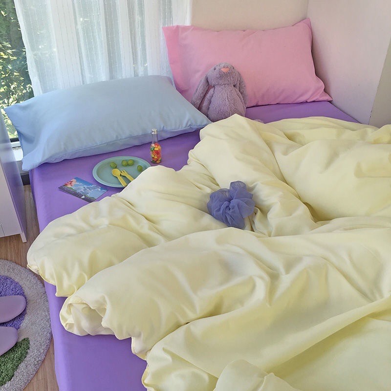 Bộ 4 món ga giường pastel mix màu(có sẵn)