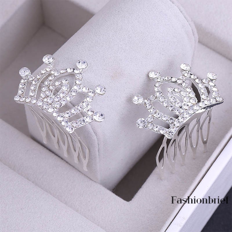 Lược cài tóc thiết kế hình vương miện đính đá lấp lánh phong cách Hàn Quốc hợp thời trang