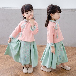 Đầm Hán Phục Cách Tân Thời Trang Mùa Xuân Thu Phong Cách Trung Hoa Dành Cho Bé Gái