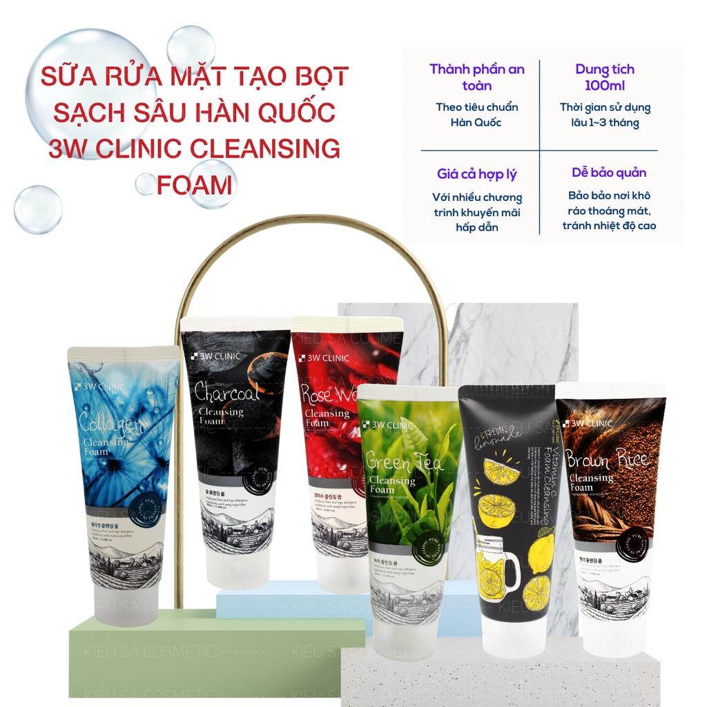 Sữa Rửa Mặt Hoa Hồng 3W Clinic Rose Water Cleansing Foam 100ml