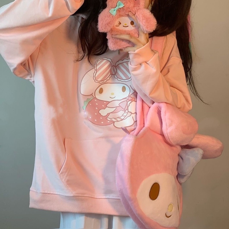 ÁO HOODIE MELODY 💕 MÀU HỒNG TRẮNG 💕 CỰC CUTE PHONG CÁCH LOLITA DỄ THƯƠNG