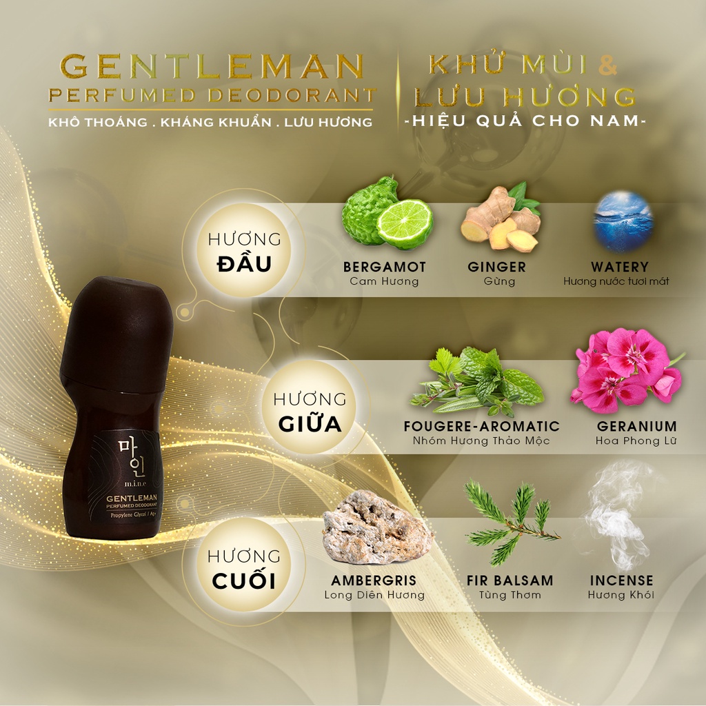 Lăn khử mùi hương nước hoa cho nữ M.i.n.e Pretty Lady Perfumed Deodorant 50ml, với 3 tầng hương