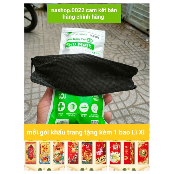 khẩu trang KF94  SHB  màu đen, gói 10 chiếc