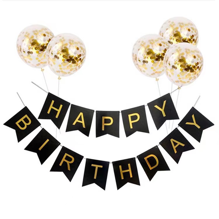 Set 6 Phụ Kiện Trang Trí Sinh Nhật Hình Lá Cờ Chữ Happy Birthday