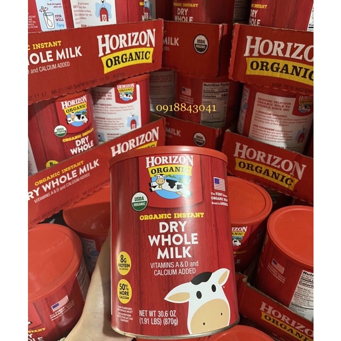 [Date 2023] Sữa Horizon Organic Dry Whole Milk - Sữa tươi dạng bột hữu cơ Organic Horizon 870gr Mỹ