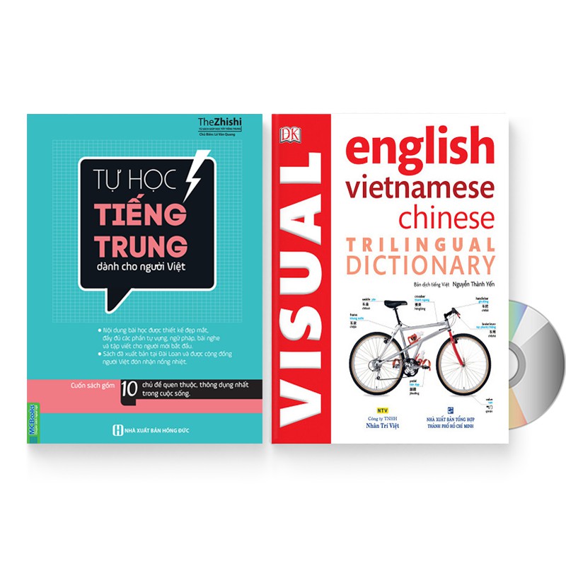 Sách - Combo 2 sách: Tự học Tiếng Trung cho người Việt + Từ điển hình ảnh Tam Ngữ Trung Anh Việt + DVD quà tặng