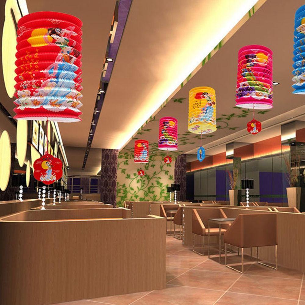 Set 12 Lồng Đèn Giấy 16cm Họa Tiết Hoạt Hình Sáng Tạo Trang Trí Lễ Hội Mùa Thu