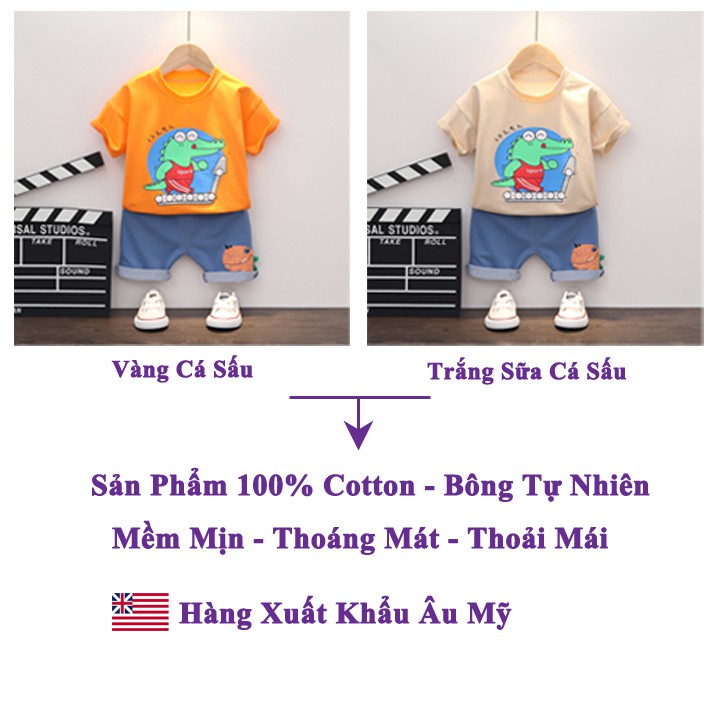 Bộ quần áo bé trai HUQIQI cho bé từ 1 đến 8 tuổi chất cotton mềm mịn thời trang trẻ em hàn quốc hàng xuất khẩu âu mỹ