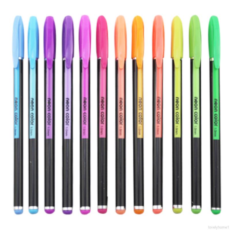 2*Fluorescent Pen 48 Colors Fluorescent Highlighter Gouache Painting Color Ballpoint Pen Gel Ink Pens(Random Color)