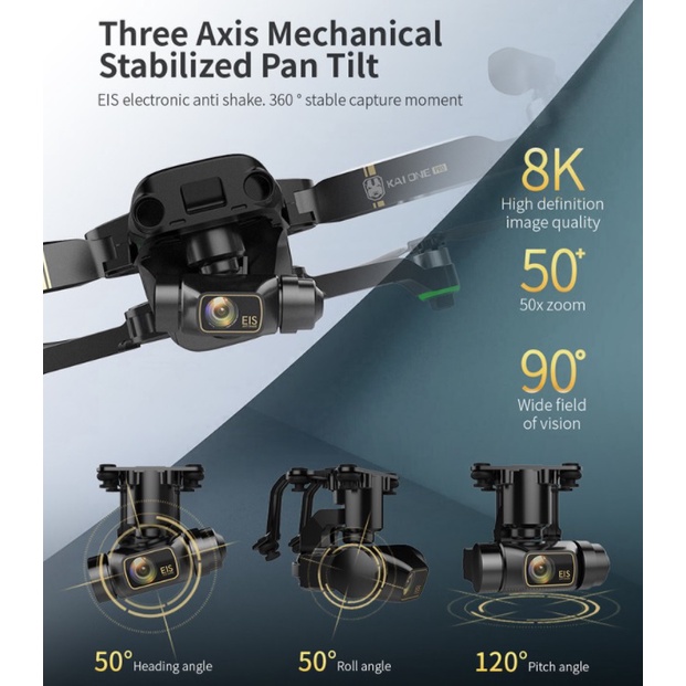 🔥Tặng Balo 200K🔥Flycam YLRC KAI ONE PRO MAX 8K Camera 3 Trục Gimbal +EIS GPS 5G Wifi Động Cơ Không Chổi Than Bay 25 PHÚT