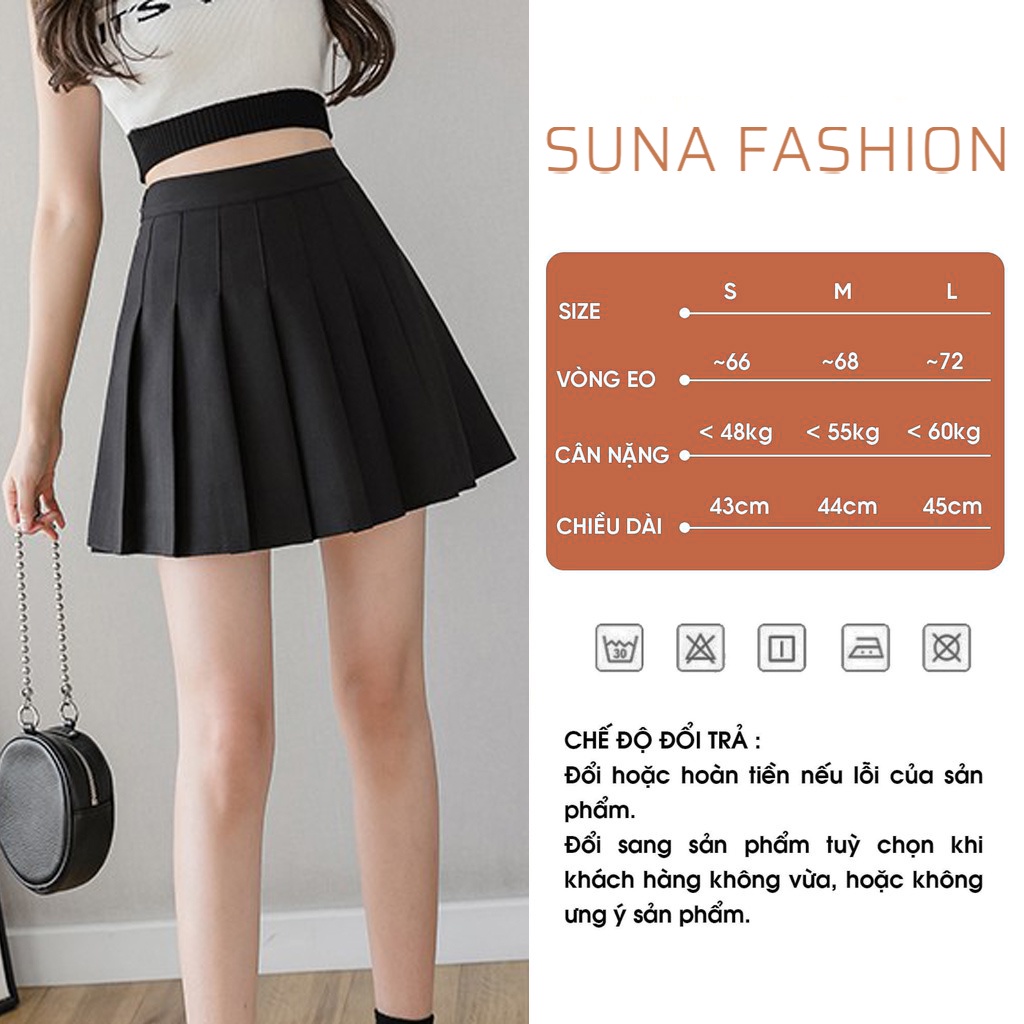 Chân váy ngắn xếp ly chất tuyết mưa, Chân váy tennis nữ cạp cao SUNA FASHION từ 42 - 60kg