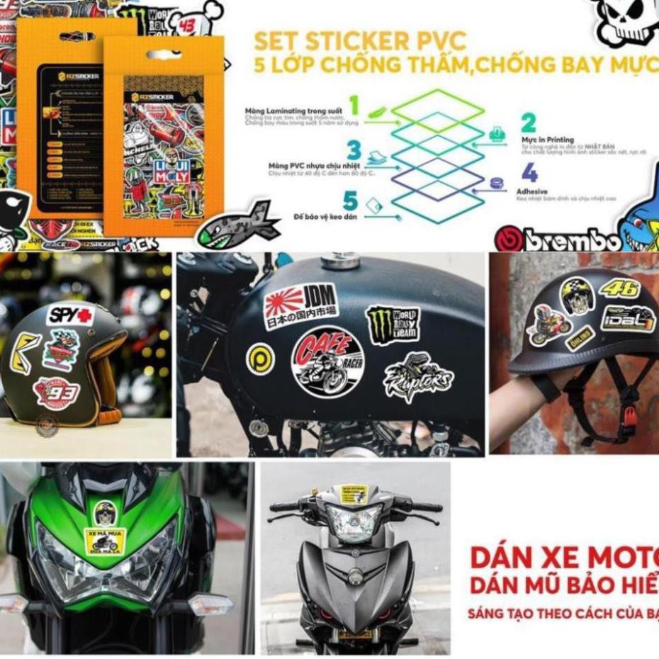 Sticker dán hoạt hình nhiều mẫu chống nước sticker dán mũ bảo hiểm vali laptop cực xinh