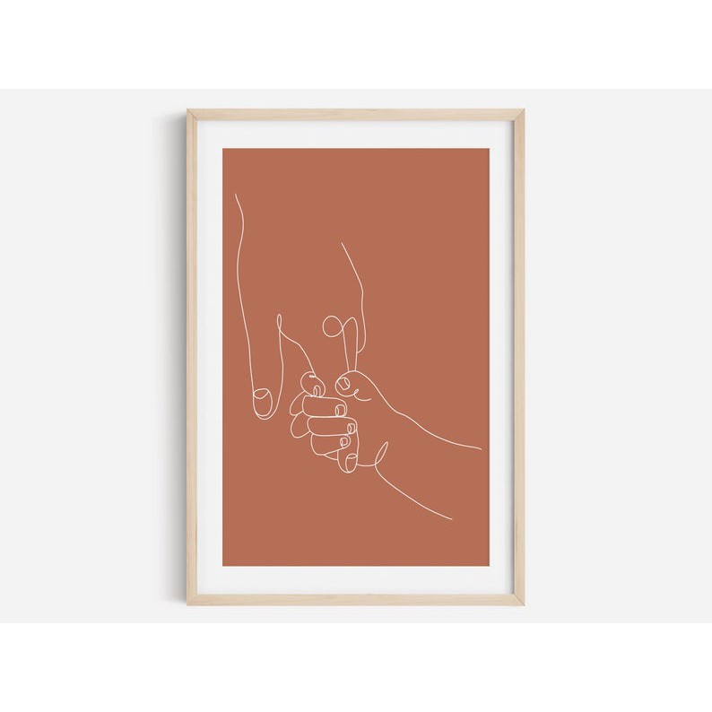 Tranh treo tường | Line art-Fine Line Holding Hands Print 58 , tranh canvas giá rẻ