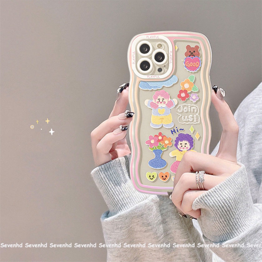Ốp Điện Thoại Mềm Họa Tiết Nhân Vật Hoạt Hình Vẽ Nguệch Ngoạc Cho iPhone 13 12 11 Pro Max Xs Max Xr X 7 8 6 6s