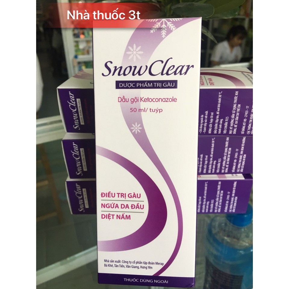 Snowclear dầu gội trị gàu, nấm da đầu,giảm nhanh các triệu chứng tróc vảy da đầu, ngứa da đầu.