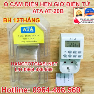Ổ cắm hẹn giờ điện tử 220v 20 chương trình ATA AT-20B chính hãng giảm 39% BH 12T bật tắt thông minh