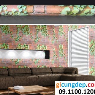 14m (7m2) Giấy dán tường dây leo gạch cũ