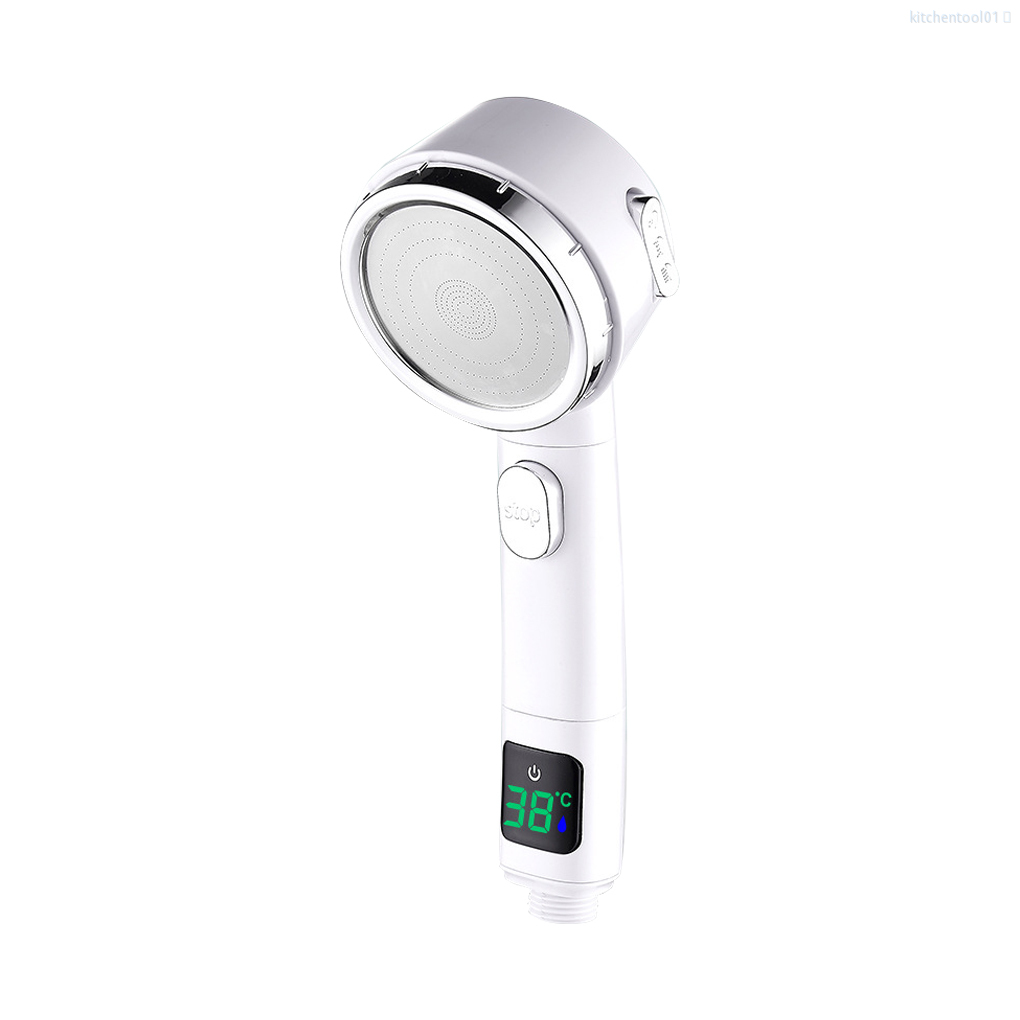 Đầu vòi sen tăng áp 20mm cầm tay bằng nhựa màu trắng bạc có thể điều chỉnh tiết kiệm nước