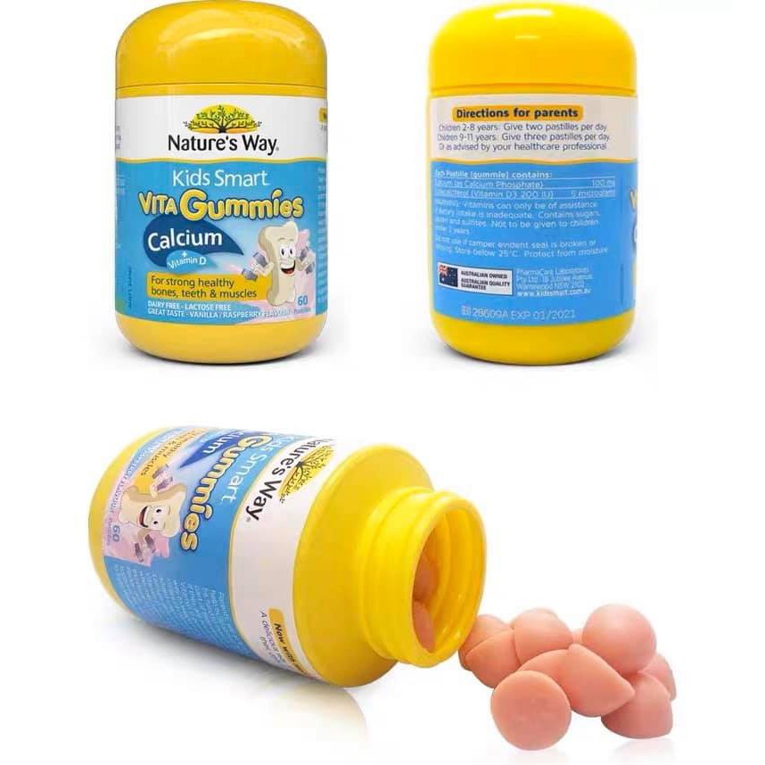Natures Way Kids Smart Vita Gummies Calcium Vitamin D - Keọ bổ sung canxi và vitamin D cho bé
