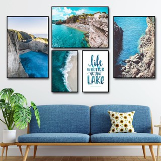 Bộ tranh Treo Tường Like Is Better U The Lake TG1125 - Kèm khung tranh cap cấp - Tặng kèm đinh đa năng 3 chân treo tranh