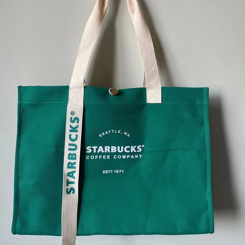 Túi xách vải canvas cỡ lớn in logo Starbucks cá tính