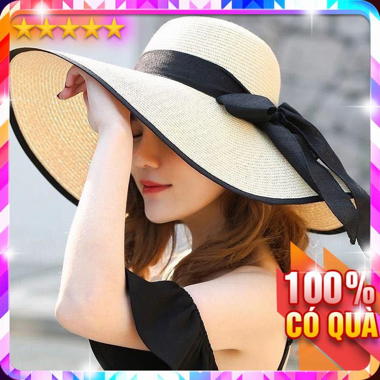 Nón Cói Đi Biển Vành Rộng Phối Dây Nơ P1786 - LoanTay