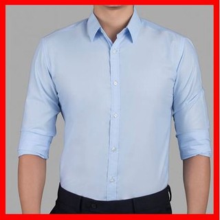 Freeship Áo sơ mi công sở vải không nhăn áo sơ mi trơn dài tay quần âu giá rẻ quần âu nam ống côn màu xanh thanh lịch