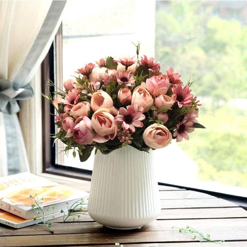 1 Bó Hoa Mẫu Đơn Giả Bằng Nhựa Dùng Trang Trí Nhà Cửa / Văn Phòng / Sự Kiện Diy