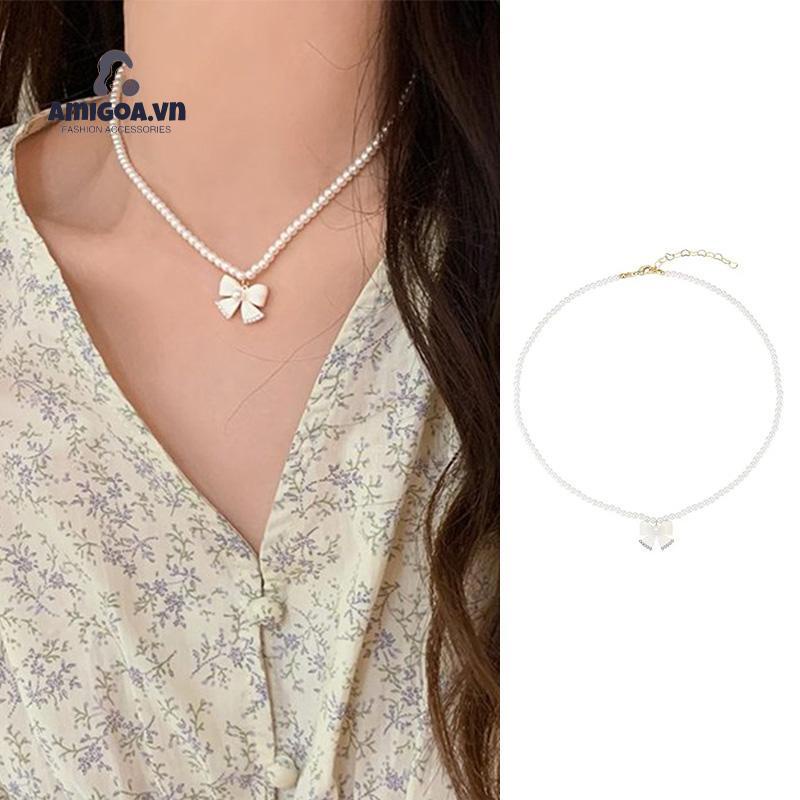 ✨✨Vòng cổ Ngọc Trai Mặt Hình Nơ Thời Trang Mùa Hè Cho Nữ